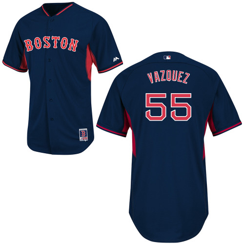 Christian Vazquez #55 MLB Jersey-Boston Red Sox Men's Authentic 2014 Road Cool Base BP Navy Baseball Jersey